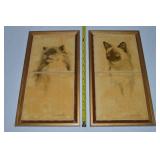 (2) Doris Johnston Hays Cat Art Tile Plaques