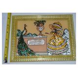 Vtg Framed Reverse Glass Foil Art Advertising