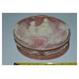 Vtg Incolay Pink Stone Victorian Children Oval