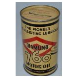 Vtg D-X & Diamond 760 Motor Oil Co Tin Bank