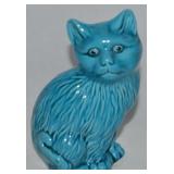 Vtg Chinese Turquoise Glazed Ceramic Cat Figure