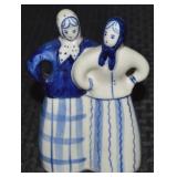 Vtg Gzhel Russia Blue & White Porcelain Sisters/