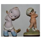 (2) Vtg Ceramic Golf Figures: Napco 55222 Baby +