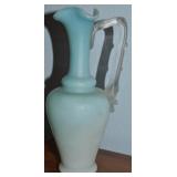 Victorian Blue Satin Glass w/Applied Thistle Clear