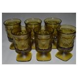 (6) Vtg Noritake Olive Green Glass Spotlight 4.75t