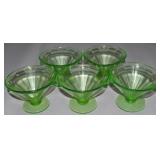 (5) Federal Glass Vaseline Depression Sherbets