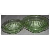 Vtg Hazel Atlas Vaseline Glass Paneled Mixing Bowl
