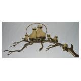 Vtg Bijan 2-tone Brass Cat Family on Branch Wall