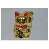 Vtg Small Ceramic Gold Japanese Maneki Neko Cat