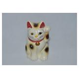 Vtg Small Ceramic Japanese Maneki Neko Cat Fig