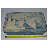 Vtg Incolay Blue Stone Ships at Harbor & Castle