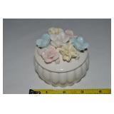 Vtg Ardalt Japan Porcelain Floral Lid Trinket Box