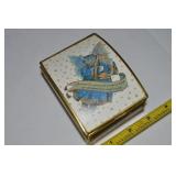 Vintage Cat "Angel" Brass Framed Trinket Box