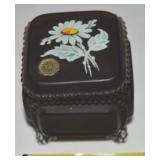 Vtg Westmoreland Brown Satin Art Glass Handpainted