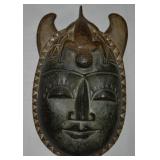 Indonesian-style Figural Carved Wood Mask Wall