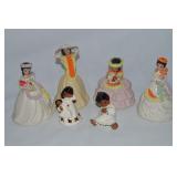 (6) Vintage Ceramic Figures w/ Hawaiian Girls +
