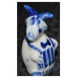 Vtg Gzhel Russia Blue & White Porcelain Goat