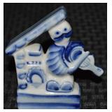 Vtg Gzhel Russia Blue & White Porcelain Musician