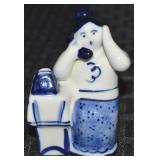 Vtg Gzhel Russia Blue & White Porcelain Lady at