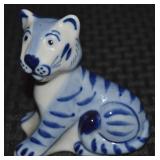 Vtg Gzhel Russia Blue & White Porcelain Tiger
