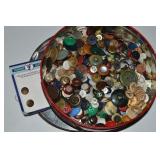 Round Tin Full of Vintage/Antique Buttons