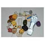 Misc Smalls Lot: Dice, Stoppers, Stones +