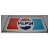 Vtg Pepsi Cola Fiberglass Sign w/ Galvanized &