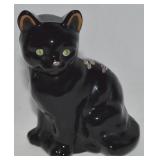 Vtg Fenton Handpainted Black Art Glass Cat Figure