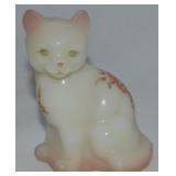 Vtg Fenton Handpainted Pink Satin Art Glass Cat