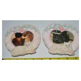(2) 1990 Enesco Leslie Anne Ivory Cat Photo Frames