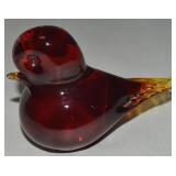 Vtg Konstglas Sweden Amberina Glass Bird 4L