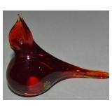 Vtg Konstglas Sweden Amberina Glass Bird 3.5L