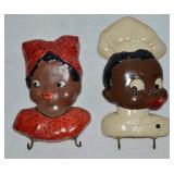 (2) Vintage Chalkware Black Americana Wall Hanger