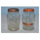 (2) Vtg Nash's Mustard 8.5oz Lucky Joe Glass Bank