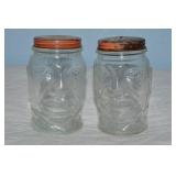 (2) Vtg Nash's Mustard 8.5oz Lucky Joe Glass Bank