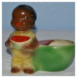 Vintage Art Pottery Watermelon Boy Black Americana