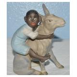 Vtg Painted Bisque Porcelain Black Americana Boy