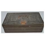 Art Deco Green & Gold Lock Box 12.5 x 7 x 3 7/8