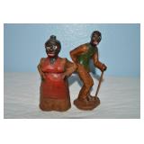 Pair Vtg Wood Composite Black Americana Figures