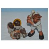 (2) Vtg Ceramic Figures w/ Occupied Japan Baseball