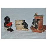 (3) Vtg Ceramic Small Black Americana Figures