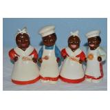 (2) Vtg Prs Ceramic Black Americana Salt & Pepper