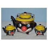Vtg Tilso Japan Ceramic Teapot w/ Lid + S&P Set