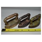 (3) Antique Miniature Sad Irons: Cast Twisted
