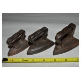 (3) Antique Miniature Sad Irons: Triangular Cast