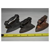 (3) Antique Miniature Sad Irons: Triangular Cast