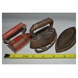(3) Antique Miniature Sad Irons: Asbestos Cast