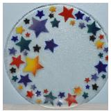 Peggy Karr Signed Fused Art Glass Stars Platter
