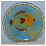 Peggy Karr Signed Fused Art Glass Fish Bowl 8.5'