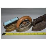 (3) Antique Miniature Sad Irons: Dover w/ Blue